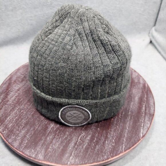 Aussie Island Surf Shop Ribbed Knit Beanie Hat Dark Gray Acrylic Winter Cap - Picture 1 of 8